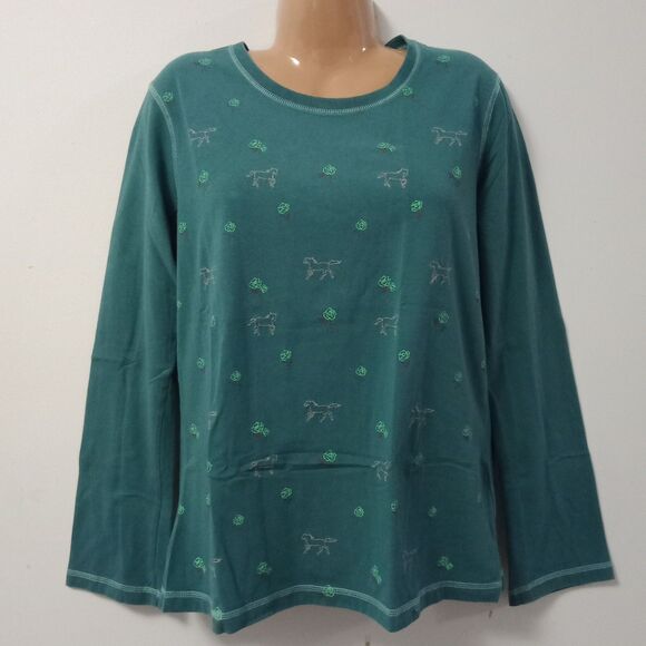 Bit & Bridle Green Horse Floral Western Equestrian n Print Long Sleeve T Size L - Picture 5 of 7
